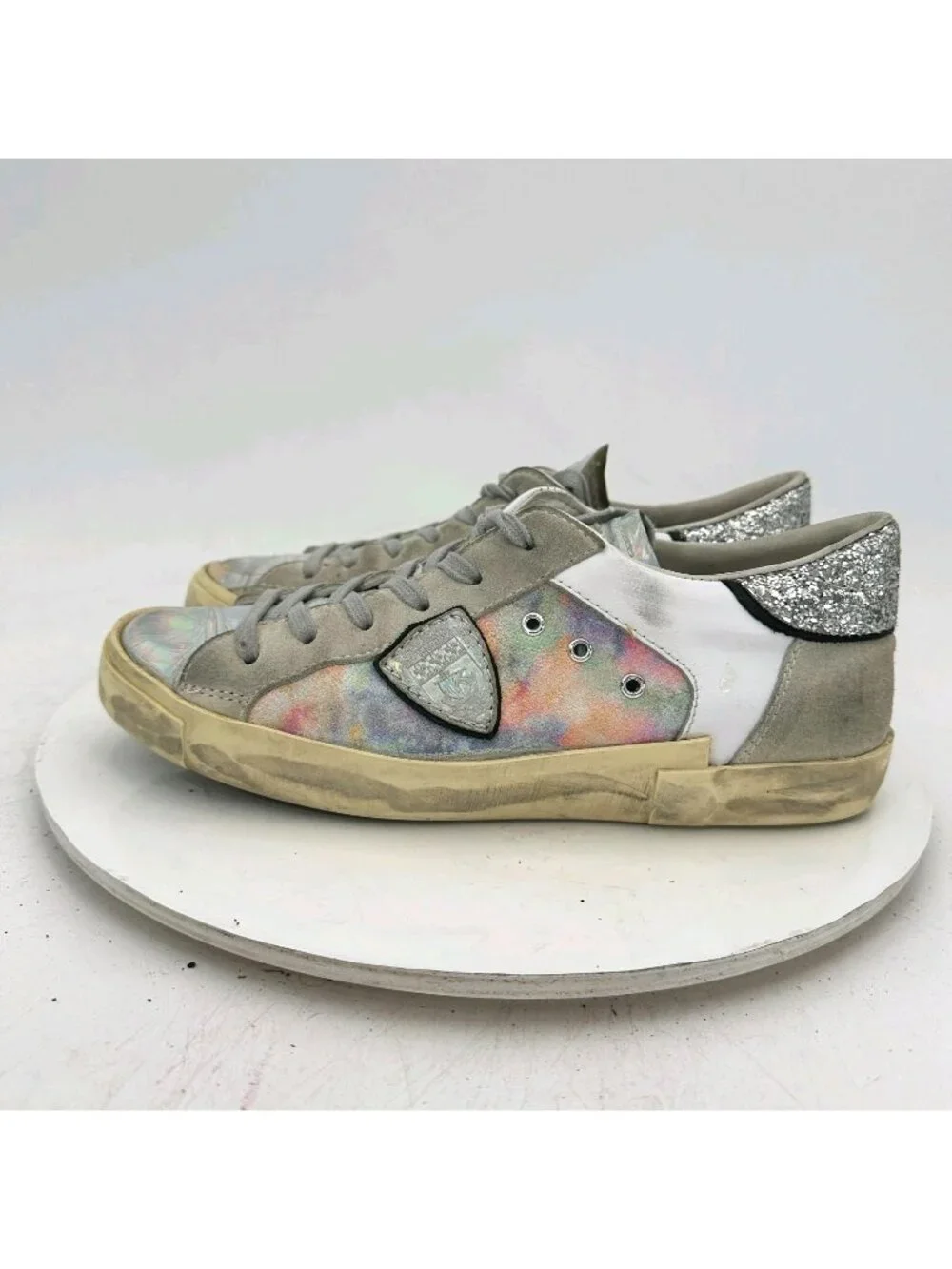 Philippe Model Women Sz EU 39 US 8.5 White Rainbow Tie Dye Leather Tennis Shoes